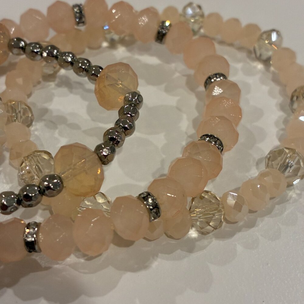 Pink, Silver, Clear Pearl Beads Set of Bracelets - Picture 4 of 10